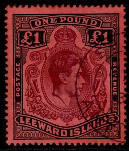 LEEWARD ISLANDS GVI SG114a, £1 purple & black/carmine, FINE USED. Cat £75.