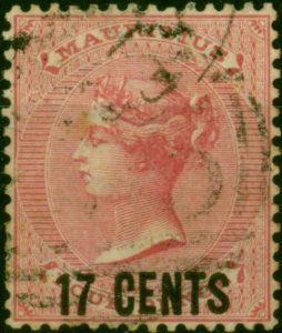 Mauritius 1878 17c on 4d Rose SG87 Good Used