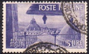 Italy 482 - Used - 5L View of Cathedral Domes, Pisa (1946)