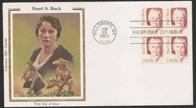 #1848 U/A COLORANO SILK FDC BL4  Pearl Buck