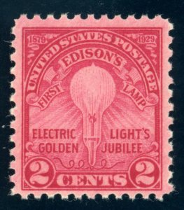 US Stamp #654 Electric Light Golden Jubilee 2c - PSE Cert - MOGNH  