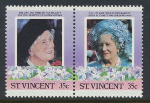 St. Vincent  SC# 861a-b  MNH Queen Mother se-tenant pair 1985 see detail & scan