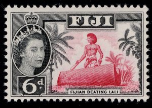 FIJI QEII SG314, 6d carmine & black, NH MINT.