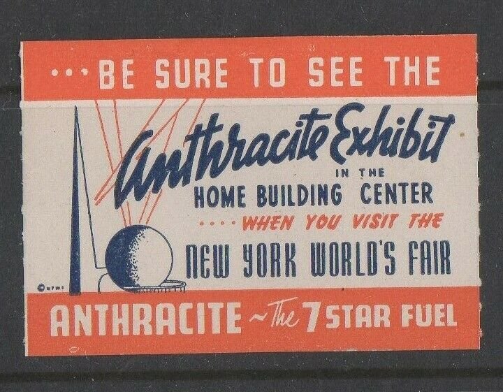 USA - 1939 New York World's Fair Anthracite Exhibit Home Building Center MH OG