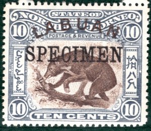 North Borneo LABUAN KEVII Stamp SG.115s 10c (1902) BEAR Animal SPECIMEN GRBLUE22