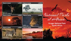 Sierra Leone 2015 - National Parks of Africa Stamp - Sheet of 6 MNH