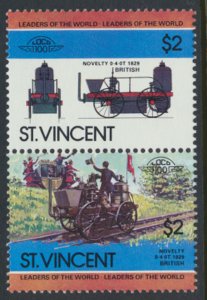 St. Vincent  SC# 753a-b  MNH Trains Locomotives se-tenant pair 1984 see detai...