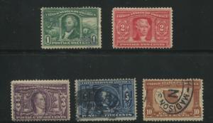 1904 US Stamps #323-327 Used Postal Canceled Louisiana Purchase Exposition Issue