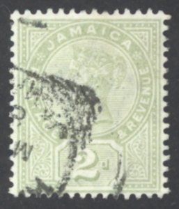 Jamaica Sc# 25 Used 1889-1891 2p deep green Queen Victoria