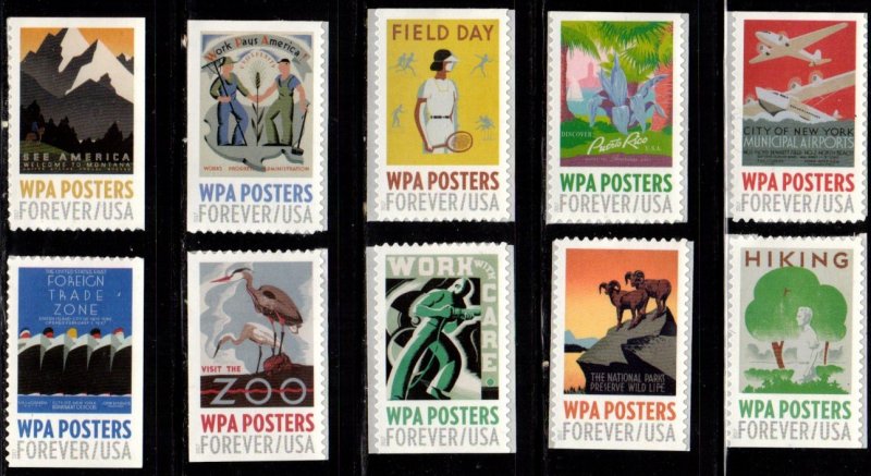 #5180 - 5189 WPA Posters Singles set/10  - MNH