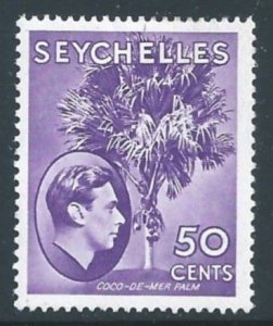 Seychelles #141b MH 50c George VI Defin. - Palm - Chalky Paper - Bright Lilac
