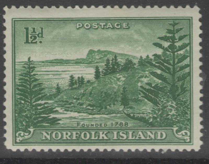 NORFOLK ISLAND SG3 1947 1½d EMERALD-GREEN MTD MINT