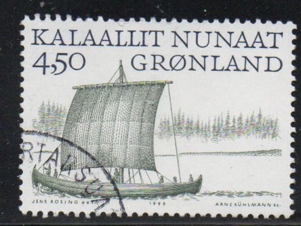 Greenland Sc 351 1999 4.5 kr Viking Ship stamp used