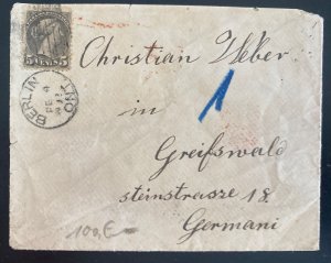 1892 Berlin Canada Vintage cover to Greifswald Germany