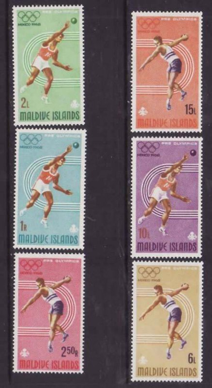 Maldive Is.-Sc#256-61- id11-unused NH set-Sports-Olympics-Mexico City-1968-