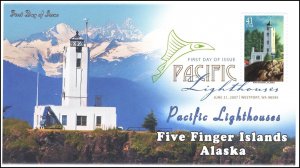 AO-4147-1, 2007, Pacific Lighthouses, FDC, Add-on Cachet, DCP, Five Finger Islan