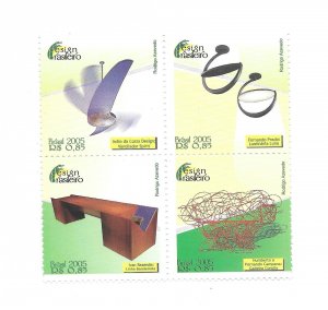 BRAZIL 2005 DESIGN ART BLOCK OF FOUR DIFFERENT VALUES MINT NEVER HINGED