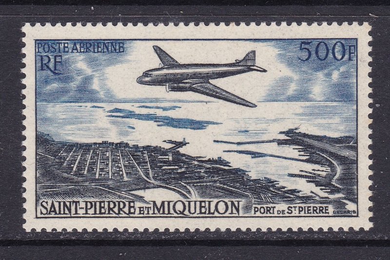 St. Pierre & Miquelon Scott C20, 1956 500F Air Mail, VF MNH.  Scott $62.