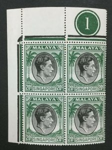 MOMEN: SINGAPORE SG #24 1952 BLOCK MINT OG NH LOT #194333-2645