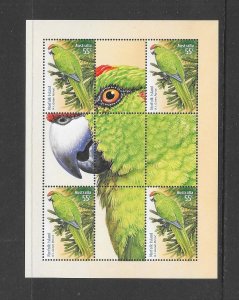 BIRDS - AUSTRALIA #3127  GREEN PARROT S/S  MNH