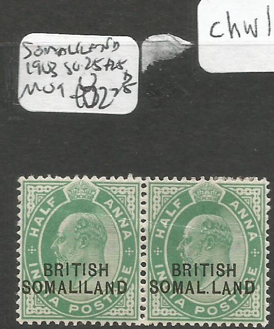 Somaliland Protectorate 1903 SG 25+25d MOG (1chw) light horizontal crease