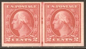 U.S. #459 SCARCE Mint NH Line Pair w/ Cert - 2c Carmine, Imperf Rotary Coil