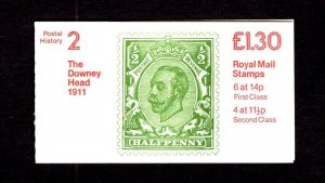 GB #FL2-A 1981 £1.30 booklet Postal History-Downey Head (selv. left) CV £4.75