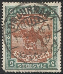 SUDAN 1908 5pi Camel Rider, Sc 26, Used VF, OMDURMAN 1916 cancel