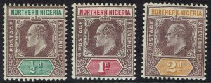 NORTHERN NIGERIA 1905 KEVII 1/2D 1D AND 2D WMK MULTI CROWN CA