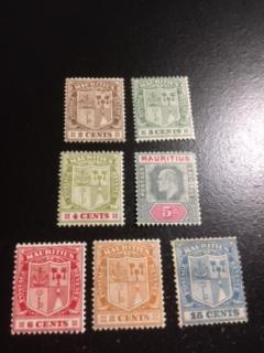 Mauritius sc 138-143,145 MH wmk 3