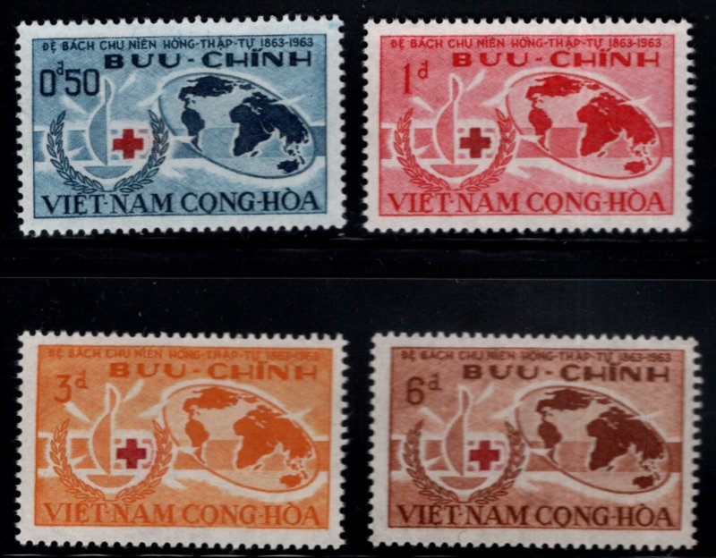 Republic of South Vietnam Scott 219- 222 MH* Red Cross stamp set