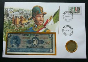 Mexico Independence 1997 FDC (banknote coin cover) *3 in 1 *rare