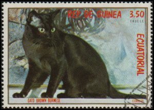 Equatorial Guinea sw1604 - Cto - 3.50e Black Shorthair Burmese Cat (1978)