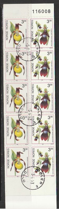 1990 Norway - Sc 973a - used VF - Complete Booklet - Orchids