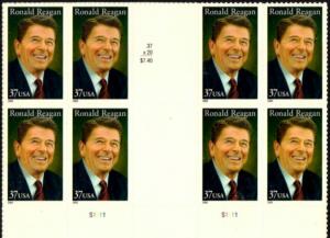 US Stamp #3897 MNH Ronald Reagan Vert. Gutter Block of 8 Bot