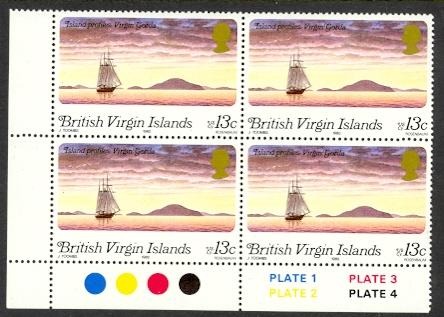 BRITISH VIRGIN ISLANDS 1980 13c Virgin Gorda Sc 397 PLATE BLOCK MNH