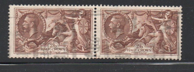 Great Britain Sc 222 1934 2/6d G V & Seahorse George V stamp pair used