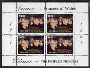 Abkhazia 1998 Diana, The People\'s Princess perf sheetlet...