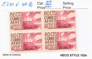 MEXICO  C220F  MNH  BLOCK  MINOR COLOR OFFSET ON REV