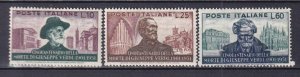 1951 - ITALY - Giuseppe Verdi - SC# 594-596 - MH *