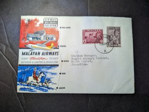 1963 Malaya Airmail FFC Cover Kuala Lumpur to Beach Street Jesselton