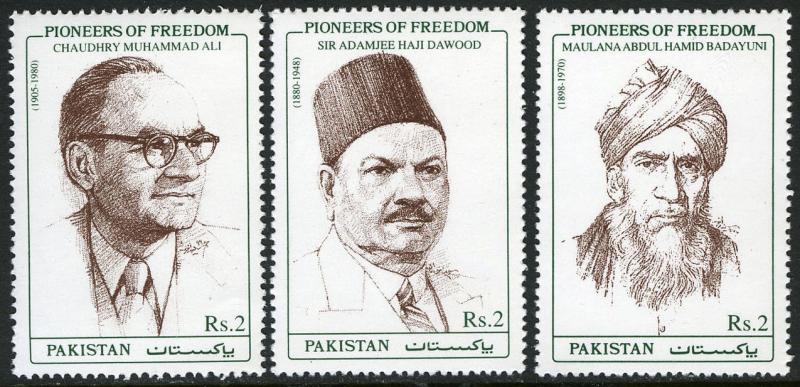 Pakistan 922-924, MNH. Pioneers of Freedom, 1999