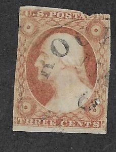 US #11A 3c Washington- Imperf (U)* CV $15.00