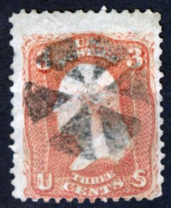 USA, 1861,George Washington,Rose Pink,3c, Sc # 64b,USED,interesting cancellation