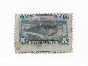 Newfoundland Sc #55 5c seal with shifted design variety used VF