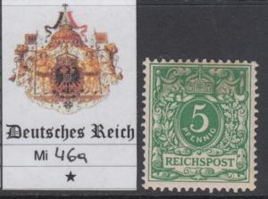 GERMANY - 1889 - Mi 46a cv 240$ MH*  SUPER centered