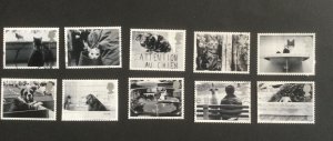 GB 2001.  Cats & Dogs. Set of 10 used stamps .