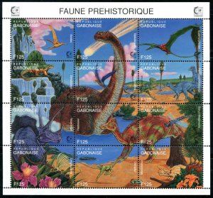 800 Gabon F125 Prehistoric Wildlife, MNH sheet/12