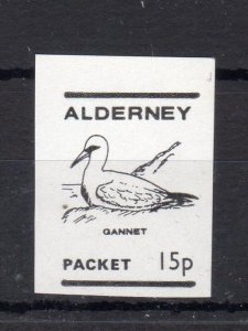 ALDERNEY PARCEL 1980 BIRDS 15p IMPERFORATE PROOF ON UNGUMMED GLOSSY PAPER