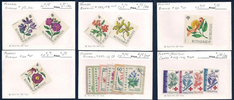 WORLDWIDE Topical Flowers (100) Different Sets Mint & Used